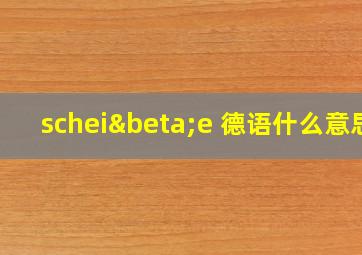 scheiβe 德语什么意思